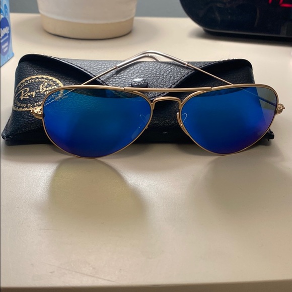 Kids Ray-Ban Blue Reflective Aviator Sunglasses - Picture 2 of 2